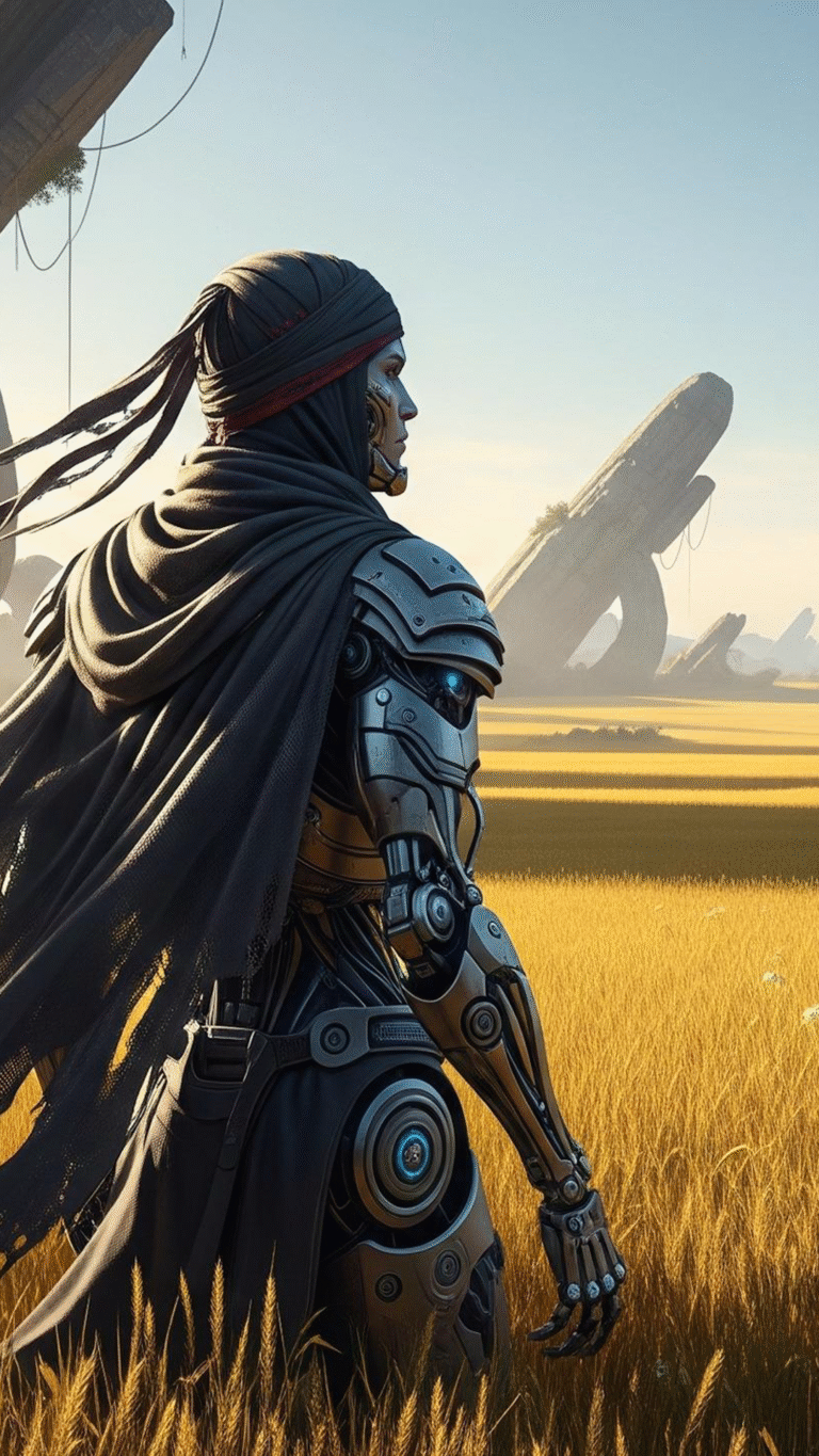 Cybernetic Warrior Barren Landscape / Free UHD Wallpaper