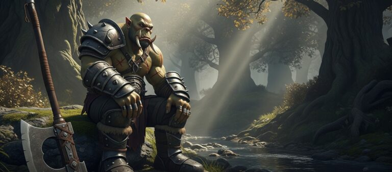 Orc Sits in Forest / Free UHD Wallpaper