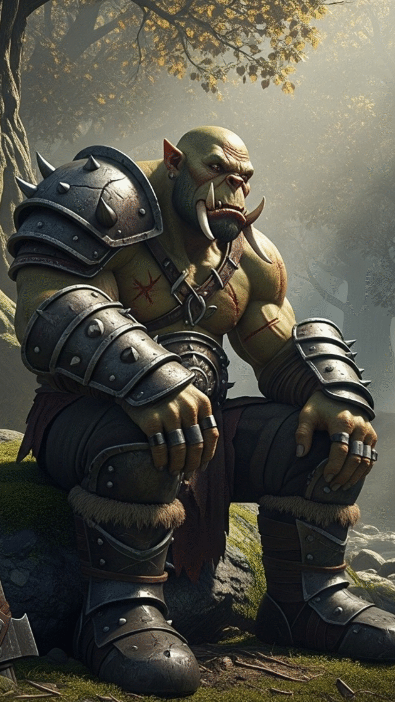 Orc Sits in Forest / Free UHD Wallpaper