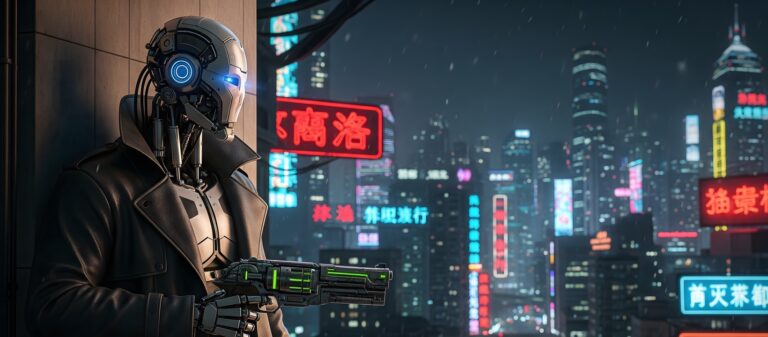 Android Detective Cyberpunk City / Free UHD Wallpaper