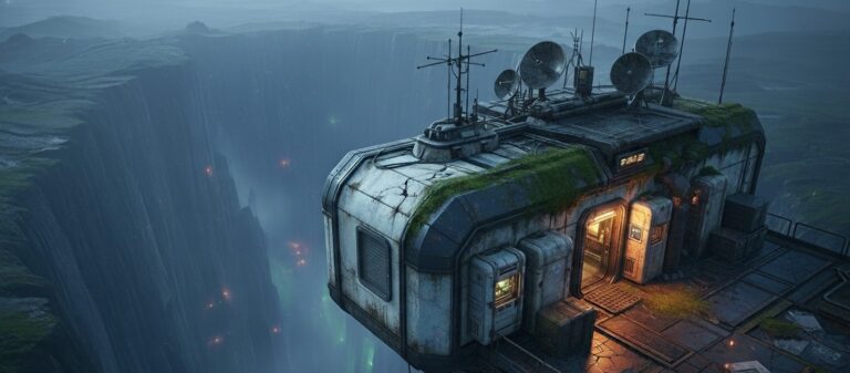 SciFi Transmitter Station Ravine / Free UHD Wallpaper