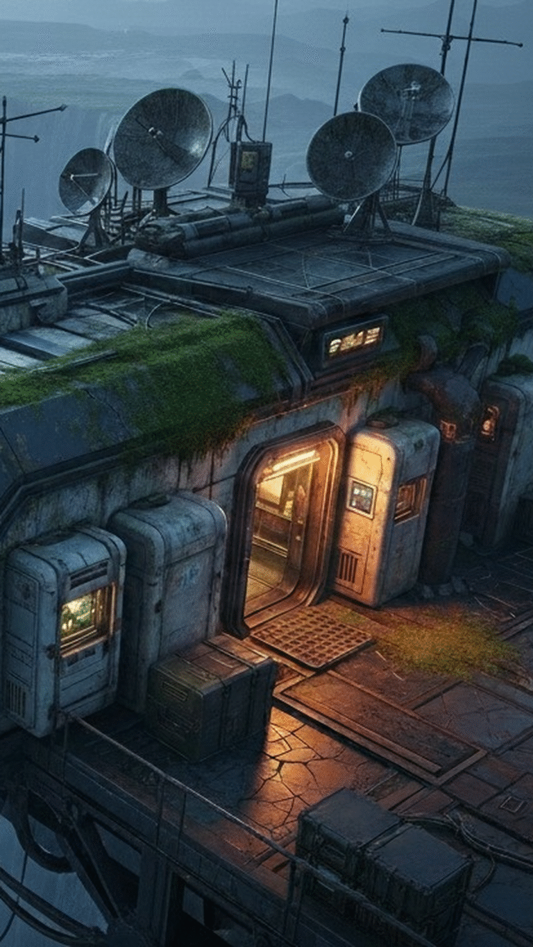 SciFi Transmitter Station Ravine / Free UHD Wallpaper