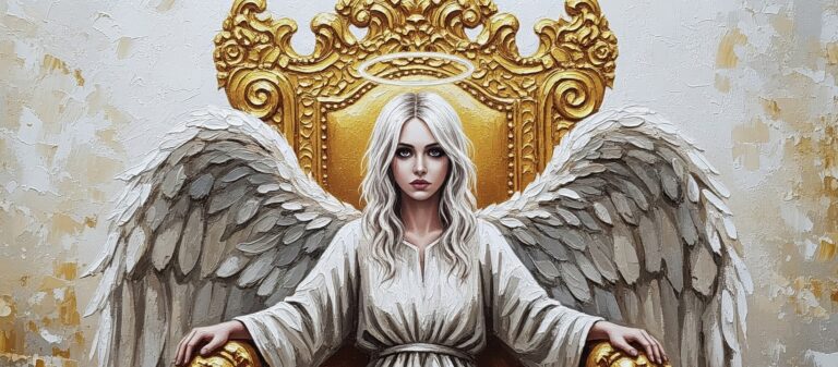 Painted Angel On Throne / Free UHD Wallpaper