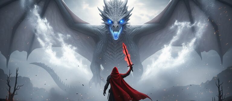 Red Warrior Versus Dragon / Free UHD Wallpaper